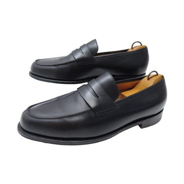 CHAUSSURES JOHN LOBB CAMPUS MOCASSINS 10E 44 CUIR NOIR EMBAUCHOIRS SHOES 1610€