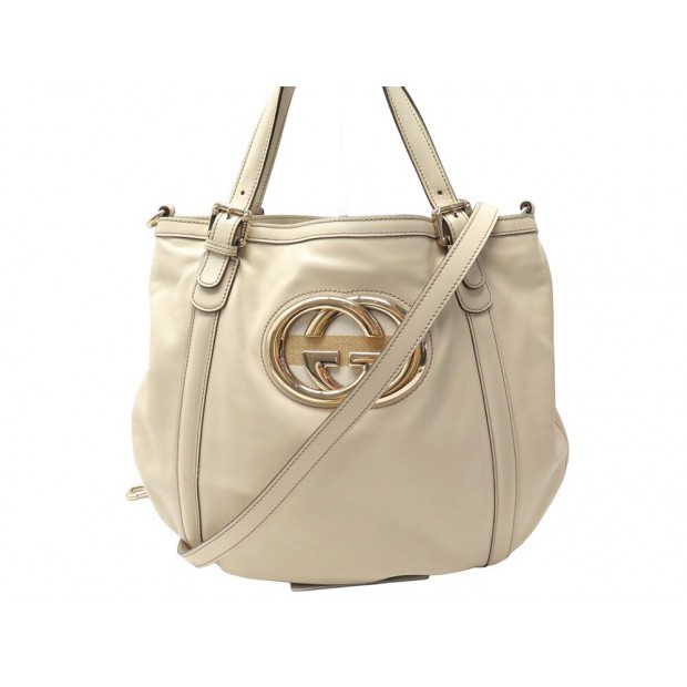 SAC A MAIN GUCCI BRITT HOBO 162886 EN CUIR ECRU GRAINE BANDOULIERE HANDBAG 2300€