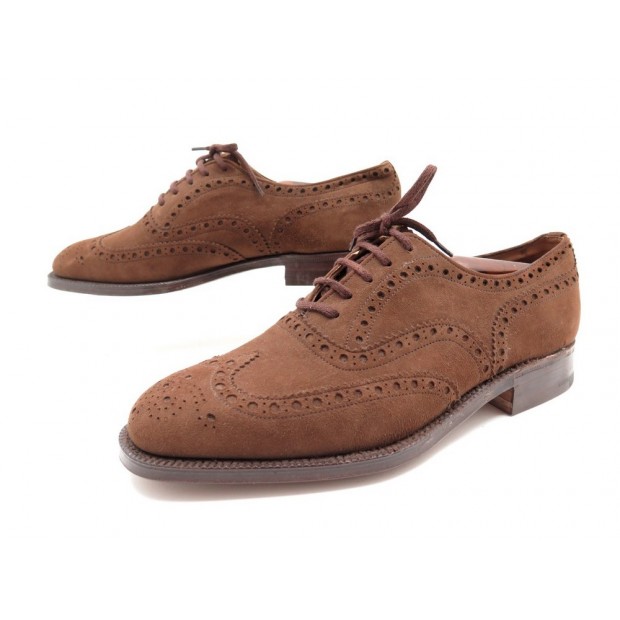 NEUF CHAUSSURES CHURCH'S BUCK RICHELIEU 7F 41 DAIM MARRON EMBAUCHOIRS SHOES 620€