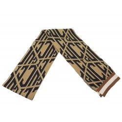 NEUF ECHARPE GUCCI IMPRIME LOGO EN LAINE MARRON BROWN WOOL SCARF 400€