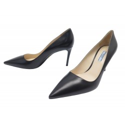 NEUF CHAUSSURES PRADA ESCARPINS 42 EN CUIR NOIR + BOITE BLACK LEATHER SHOES 940€