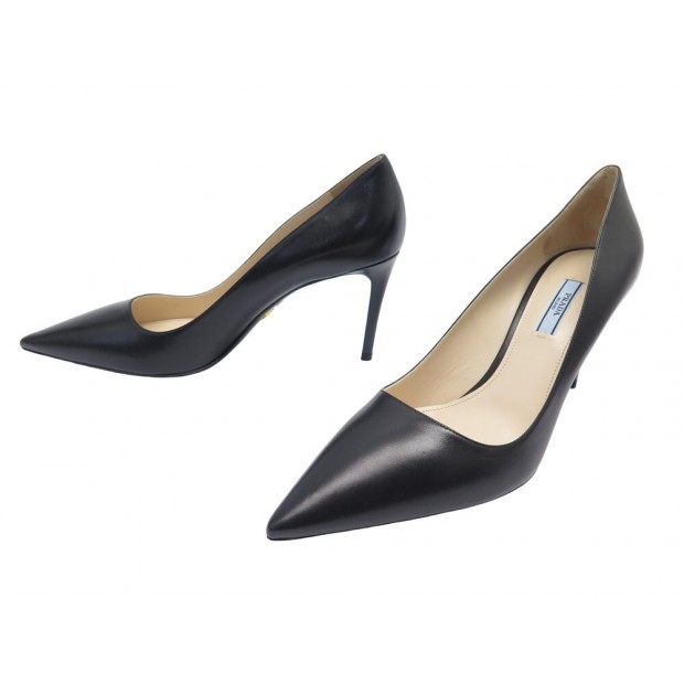 NEUF CHAUSSURES PRADA ESCARPINS 42 EN CUIR NOIR + BOITE BLACK LEATHER SHOES 940€