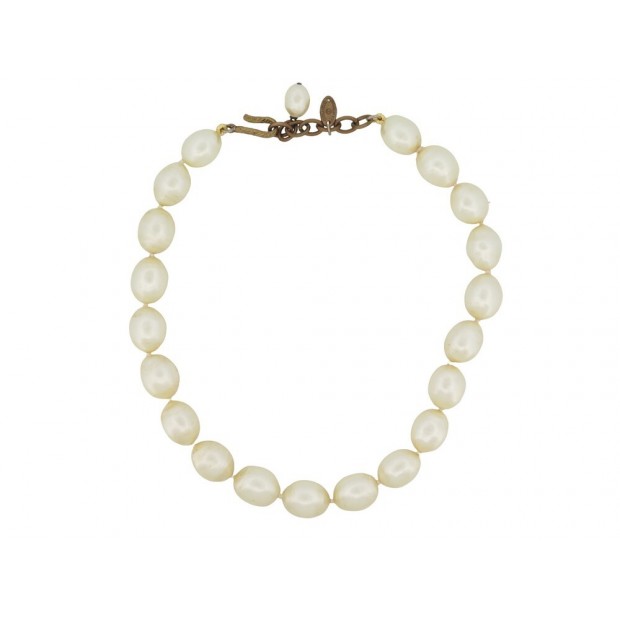VINTAGE COLLIER CHANEL CHOCKER EN PERLES CIRCA 1990 METAL DORE PEARLS NECKLACE