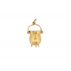 PENDENTIF HERMES CHAUDRON BRELOQUE EN OR JAUNE 18K ECRIN CAULDRON PENDANT CHARMS