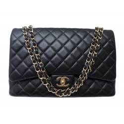 SAC A MAIN CHANEL MAXI CLASSIQUE TIMELESS JUMBO CUIR NOIR LEATHER HANDBAG 11100€