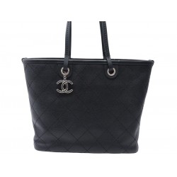 NEUF SAC A MAIN CHANEL CABAS SHOPPING LOGO CC CUIR CAVIAR NOIR HAND BAG 6500€