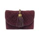 VINTAGE SAC POCHETTE A MAIN CHANEL A POMPON EN DAIM MATELASSE BORDEAUX CLUCH BAG