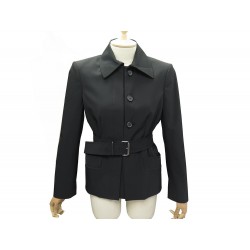 VESTE PRADA COURTE CEINTUREE 42 IT 40 FR M NOIR BLOUSON MANTEAU JACKET 2500€