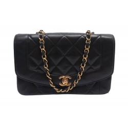 VINTAGE SAC A MAIN CHANEL DIANA EN CUIR MATELASSE NOIR BANDOULIERE PURSE 8000€