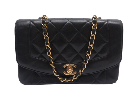 sac a main chanel diana en cuir matelasse noir