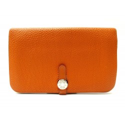 PORTEFEUILLE HERMES DOGON DUO CUIR TOGO ORANGE AVEC PORTE MONNAIE WALLET 1980€