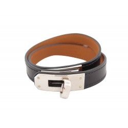 NEUF BRACELET HERMES KELLY DOUBLE TOUR M 20CM CUIR BOX LEATHER STRAP BANGLE 575€