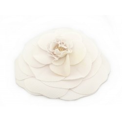 GRANDE BROCHE CHANEL CAMELIA TGM 19 CM EN TISSU BLANC + BOITE XXL WHITE BROOCH