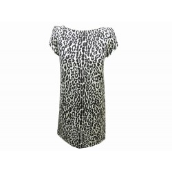 NEUF ROBE SAINT LAURENT LEOPARD MANCHES COURTES 368087 S 36 VISCOSE DRESS 1470€