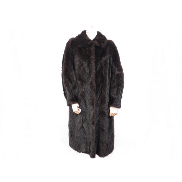 NEUF MANTEAU SPRUNG FRERE 42 L EN FOURRURE QUEUES DE VISON MARRON FUR COAT