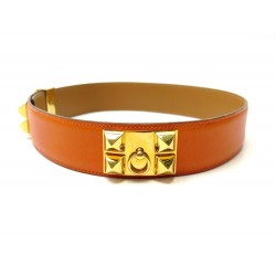 CEINTURE HERMES MEDOR COLLIER DE CHIEN T65 CUIR ORANGE +BOITE LEATHER BELT 1780€