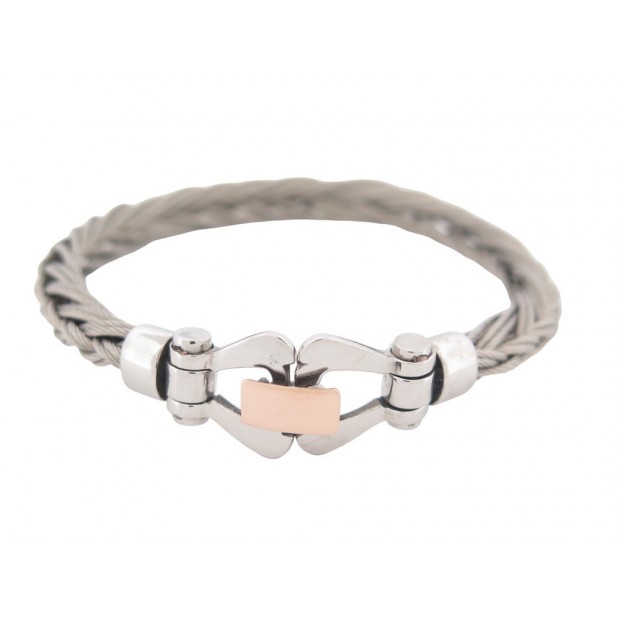 BRACELET ALBANU CAP HORN F503 22.5CM EN ACIER PALLADIE + BOITE STEEL BANGLE 465€