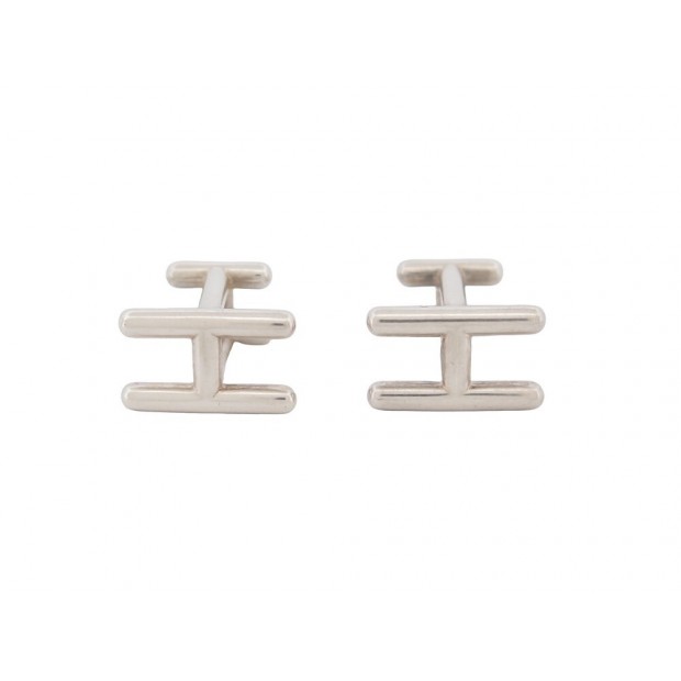 BOUTONS DE MANCHETTES HERMES EVER CHAINE D'ANCRE EN ARGENT 925 CUFFLINKS 520€