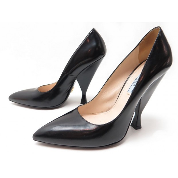 CHAUSSURES PRADA ESCARPINS 39 EN CUIR NOIR + SAC PUMP BLACK LEATHER SHOES 500€