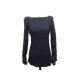 ROBE TUNIQUE CHANEL P44700 HAUT LONG BRODERIES DENTELLES XS 34 BLEU SHIRT 5500€