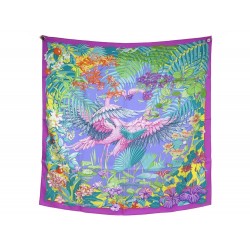 NEUF FOULARD HERMES FLAMINGO PARTY LAURENCE TOUTSY CARRE 90 SOIE SILK SCARF 495€