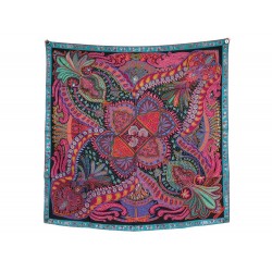 NEUF FOULARD HERMES LE JARDIN DE LA MAHARANI H03070S FAIVRE CARRE 90 SOIE 495€