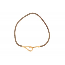 COLLIER HERMES JUMBO TOUR DE COU EN CUIR MARRON & PLAQUE OR BRACELET DOUBLE 310€