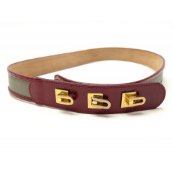 NEUF CEINTURE CHLOE 3C0004-8A856 T 80 EN CUIR KAKI & ROUGE LEATHER NEW BELT 425€