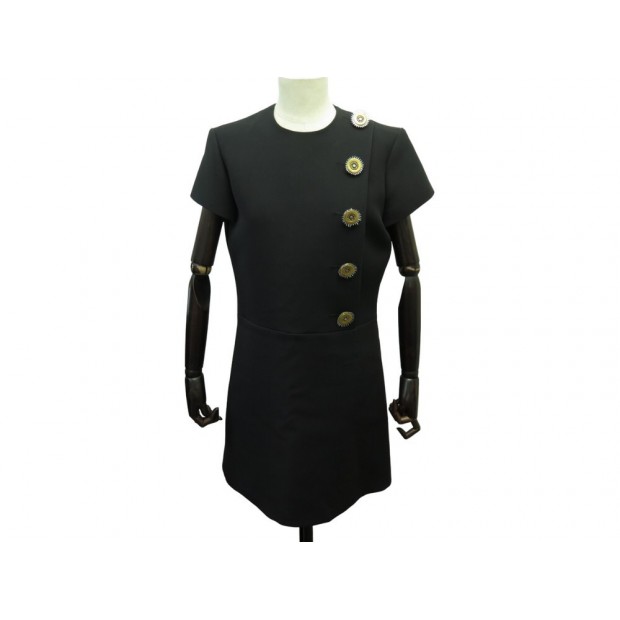 ROBE LOUIS VUITTON A BOUTONNAGE TAILLE M 38 LAINE NOIRE BLACK WOOL DRESS 3800€