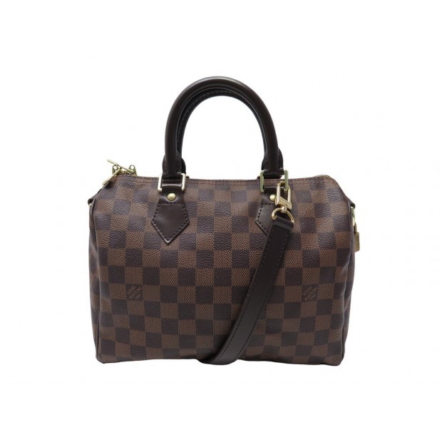 SAC A MAIN LOUIS VUITTON SPEEDY 25 BANDOULIERE N41368 TOILE DAMIER EBENE 1550€