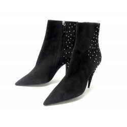 CHAUSSURES SAINT LAURENT BOTTINES KIKI 85 590687 38 DAIM NOIR BLACK BOOTS 895€