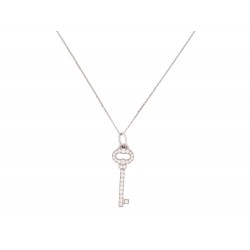 COLLIER TIFFANY & CO CLE VINTAGE OVALE PENDENTIF PLATINE DIAMANT NECKLACE 3700€