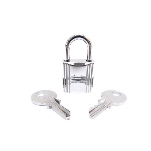 NEUF CADENAS HERMES H 64 EN ACIER PALLADIE 2 CLES POUR SAC KELLY BIRKIN PADLOCK