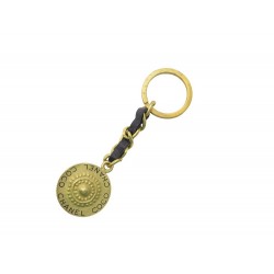 VINTAGE PORTE CLES CHANEL 1994 MEDAILLON COCO CHAINE ENTRELACEE CUIR KEY RING