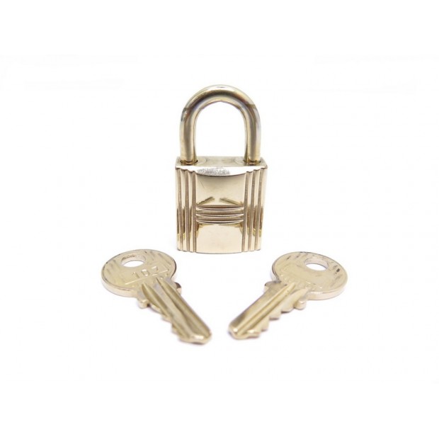 CADENAS HERMES 107 EN METAL DORE AVEC 2 CLES POUR SAC KELLY BIRKIN PADLOCK BAG