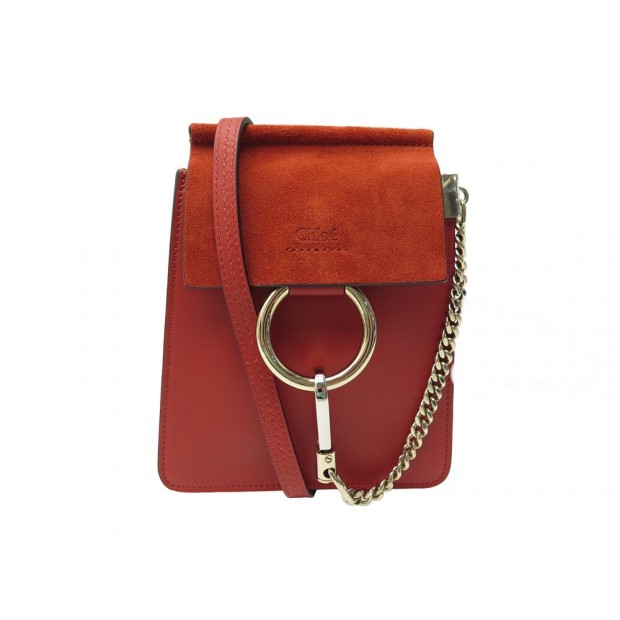 NEUF SAC A MAIN CHLOE MINI FAYE BRACELET BANDOULIERE EN CUIR ROUGE HAND BAG 850€