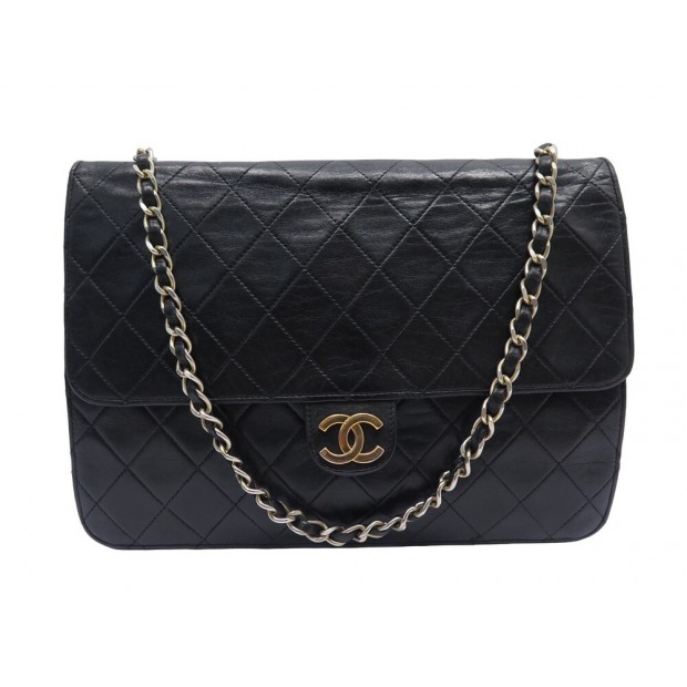 VINTAGE SAC A MAIN CHANEL SQUARE TIMELESS CUIR MATELASSE SIMPLE RABAT BAG 7250€