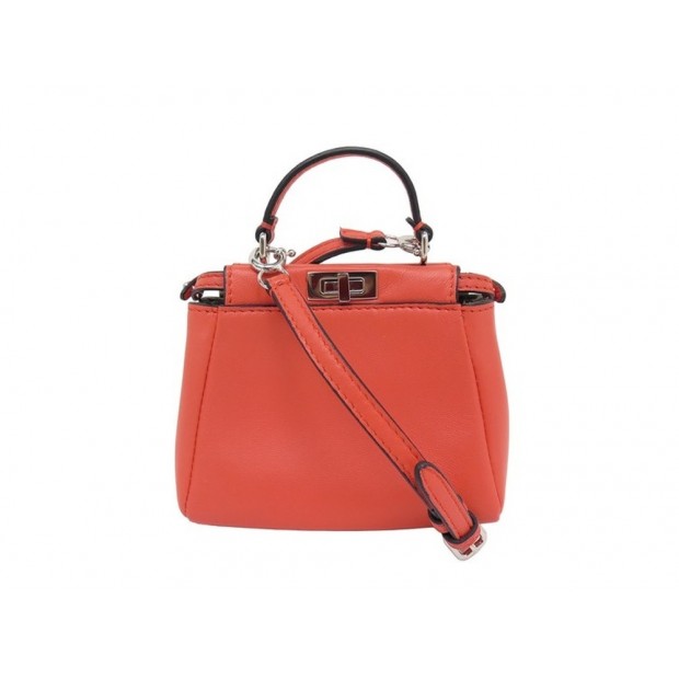 NEUF BIJOU SAC A MAIN MINIATURE FENDI PEEKABOO NANO 7AR412 CUIR CHARM BAG 950€