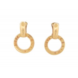 VINTAGE BOUCLES D'OREILLES CELINE GRANDES PUCES RONDES METAL DORE EARRINGS 490€