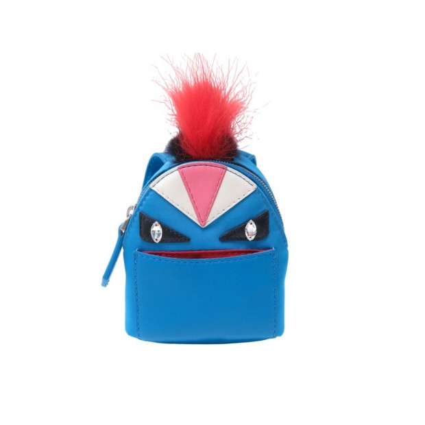 NEUF BIJOU MINI SAC A DOS FENDI CHARM ZAINO 7AR457 MONSTER PORTE CLE BLEU 750€