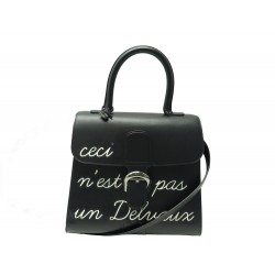 NEUF SAC A MAIN DELVAUX L'HUMOUR MM CUIR BOX NOIR BANDOULIERE NEW HAND BAG 8900€