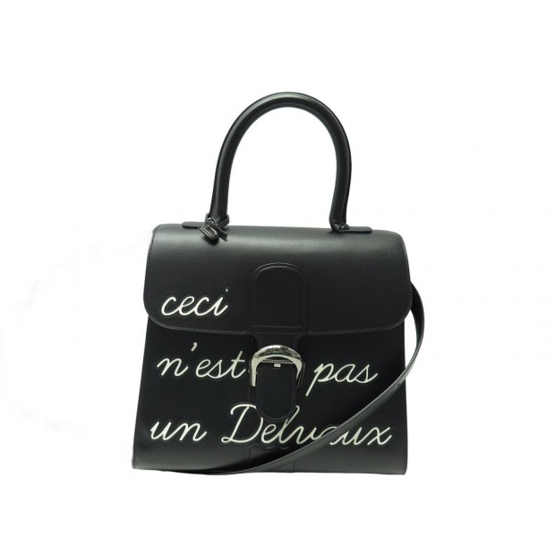 NEUF SAC A MAIN DELVAUX L'HUMOUR MM CUIR BOX NOIR BANDOULIERE NEW HAND BAG 8900€