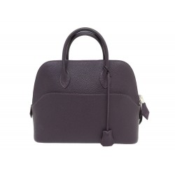 SAC A MAIN HERMES BOLIDE 30 WEB 1923 EN CUIR GRAINE VIOLET HAND BAG PURSE 5600€