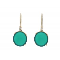 NEUF BOUCLES D'OREILLES ETERNAME CARMIN AGATE 26 DIAMANTS OR JAUNE 18K EARRINGS