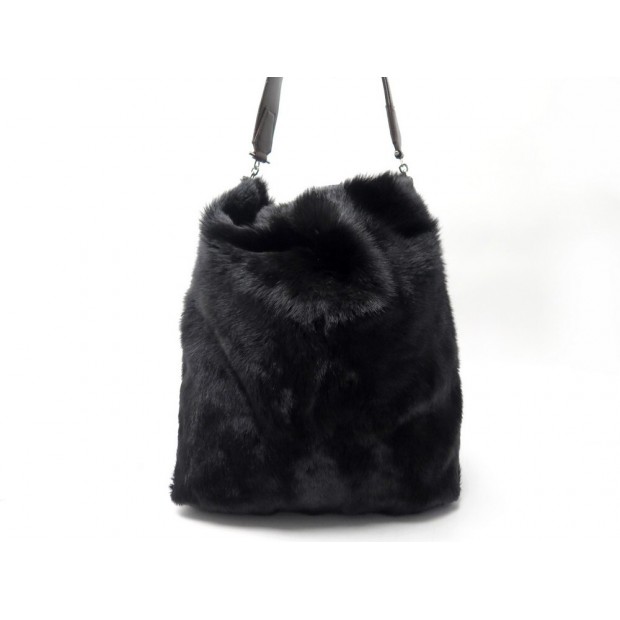 SAC A MAIN BALENCIAGA 247135 EN FOURRURE DE VISON & CUIR MARRON PURSE MINK FUR