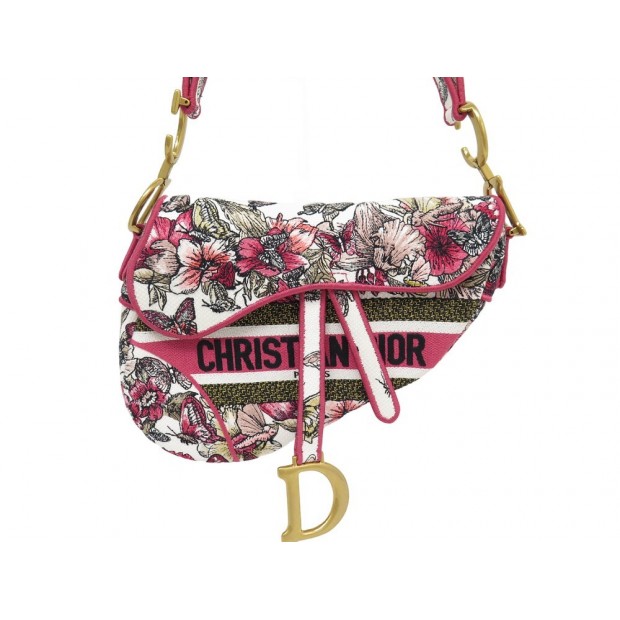 NEUF SAC A MAIN CHRISTIAN DIOR SADDLE TOILE BUTTERFLY PAPILLON EDIT LIMITEE BAG