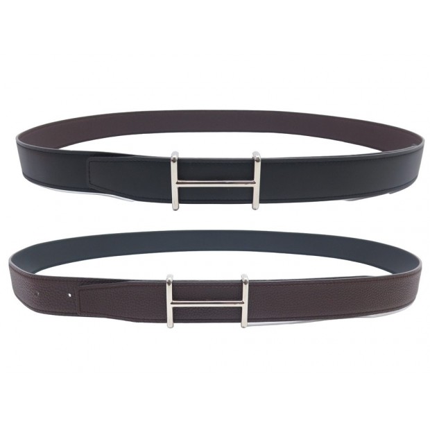 CEINTURE HERMES BOUCLE H IDEM 32MM CUIR REVERSIBLE 115 NOIR ET MARRON BELT 755€