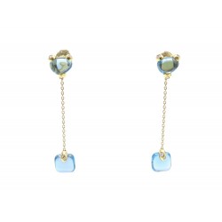 BOUCLES D'OREILLES POMELLATO SASSI TOPAZE OR JAUNE 18K DIAMANTS EARRINGS 6280€