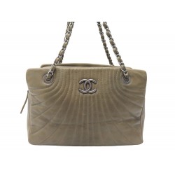 SAC A MAIN CHANEL CABAS SHOPPING LOGO CC CUIR MARRON LEATHER HANDBAG PURSE 6500€