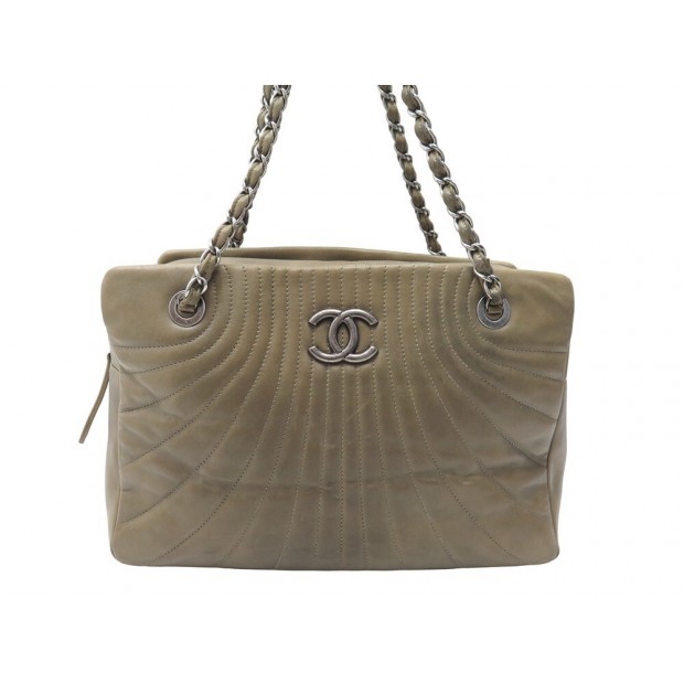 SAC A MAIN CHANEL CABAS SHOPPING LOGO CC CUIR MARRON LEATHER HANDBAG PURSE 6500€